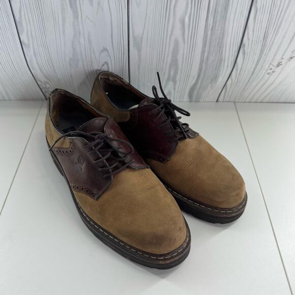 Vintage 90s Chunky Tommy Hilfiger Men's  Brown Suede Saddle Shoe Size 12 (READ) - Picture 1 of 10
